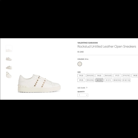 Valentino Garavanti White Rockstud Sneakers Size 6 - Picture 3 of 6